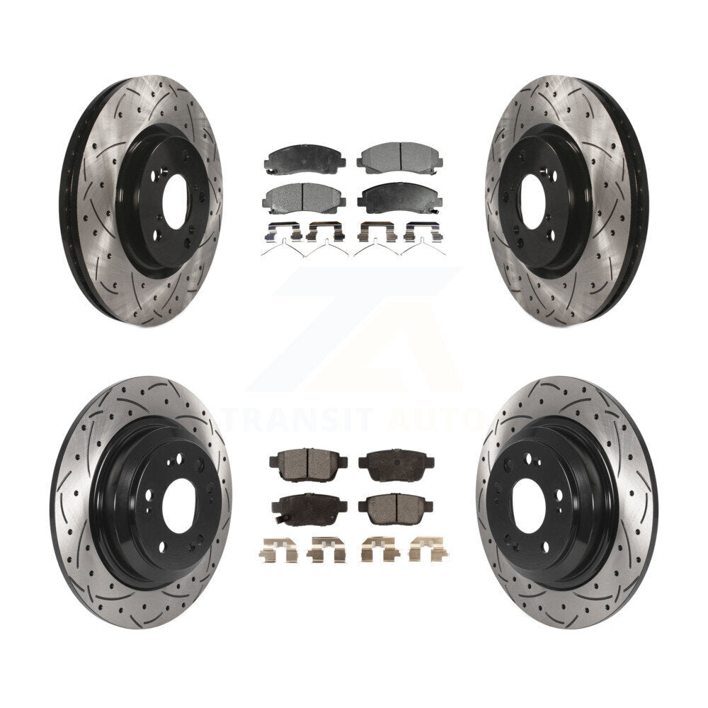 [Avant + Arrière] Kit de disque (percé rainuré revêtu) et plaquette (céramique) de frein pour 2009-2014 Acura TL KDT-100865