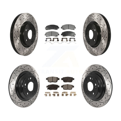 [Avant + Arrière] Kit de disque (percé rainuré revêtu) et plaquette (céramique) de frein pour 2009-2014 Acura TL KDT-100865