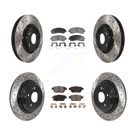 [Avant + Arrière] Kit de disque (percé rainuré revêtu) et plaquette (céramique) de frein pour 2009-2014 Acura TL KDT-100865