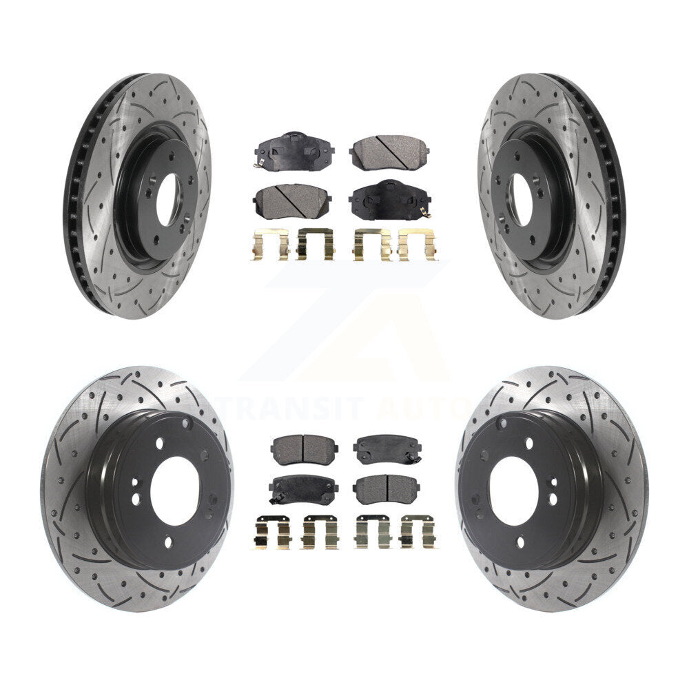 [Avant + Arrière] Kit de disque (percé rainuré revêtu) et plaquette (céramique) de frein pour Hyundai Tucson Kia Cadenza KDT-100870