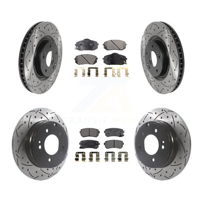 [Avant + Arrière] Kit de disque (percé rainuré revêtu) et plaquette (céramique) de frein pour Hyundai Tucson Kia Cadenza KDT-100870