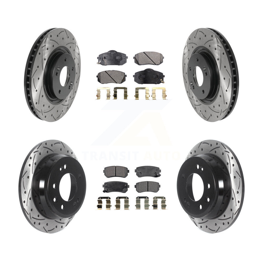 [Avant + Arrière] Kit de disque (percé rainuré revêtu) et plaquette (céramique) de frein pour 2015 Hyundai Tucson FWD avec FUEL CELL EV (FCEV) engine KDT-100871