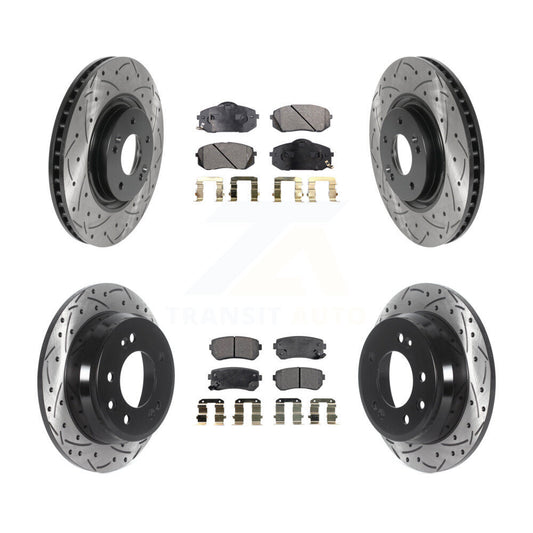[Avant + Arrière] Kit de disque (percé rainuré revêtu) et plaquette (céramique) de frein pour 2015 Hyundai Tucson FWD avec FUEL CELL EV (FCEV) engine KDT-100871