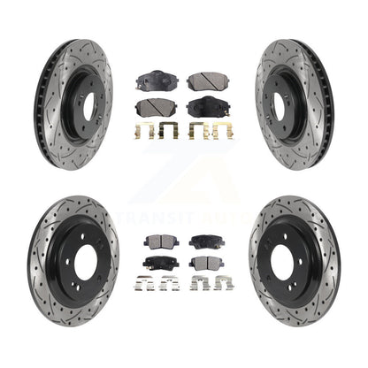 [Avant + Arrière] Kit de disque (percé rainuré revêtu) et plaquette (céramique) de frein pour Hyundai Sonata Kia Cadenza avec Electric Parking KDT-100872