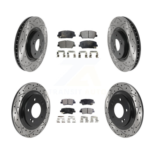 [Avant + Arrière] Kit de disque (percé rainuré revêtu) et plaquette (céramique) de frein pour 2013-2015 Kia Optima 2.0L avec Electric Parking KDT-100874