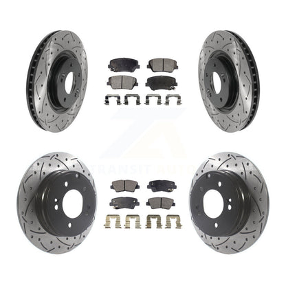 [Avant + Arrière] Kit de disque (percé rainuré revêtu) et plaquette (céramique) de frein pour Hyundai Azera KDT-100875
