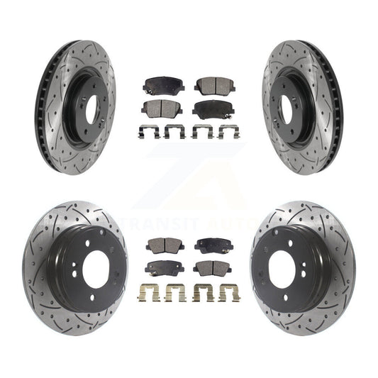 [Avant + Arrière] Kit de disque (percé rainuré revêtu) et plaquette (céramique) de frein pour Hyundai Azera KDT-100875