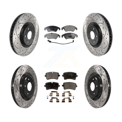 [Avant + Arrière] Kit de disque (percé rainuré revêtu) et plaquette (céramique) de frein pour 2014 Audi A6 avec 356mm Diameter Rotor KDT-100881