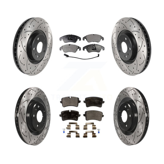 [Avant + Arrière] Kit de disque (percé rainuré revêtu) et plaquette (céramique) de frein pour 2014 Audi A6 avec 356mm Diameter Rotor KDT-100881