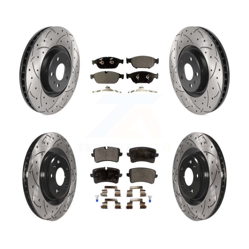 [Avant + Arrière] Kit de disque (percé rainuré revêtu) et plaquette (céramique) de frein pour Audi A6 Quattro A7 KDT-100882