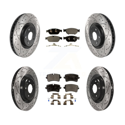 [Avant + Arrière] Kit de disque (percé rainuré revêtu) et plaquette (céramique) de frein pour Audi A6 Quattro A7 KDT-100882