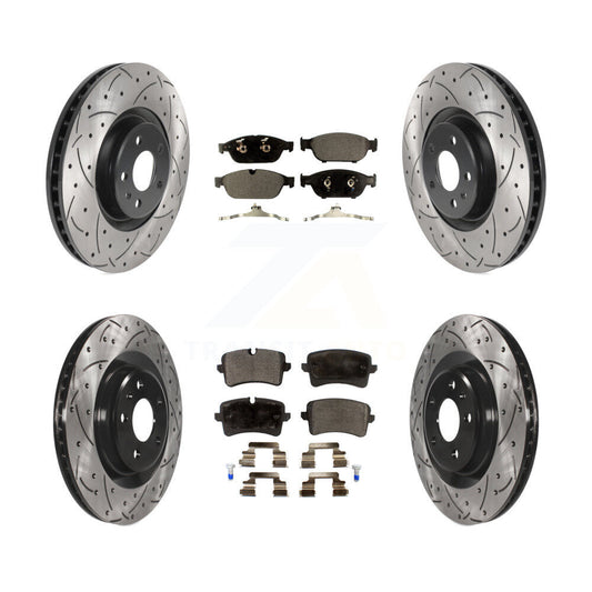 [Avant + Arrière] Kit de disque (percé rainuré revêtu) et plaquette (céramique) de frein pour Audi A6 Quattro A7 KDT-100882