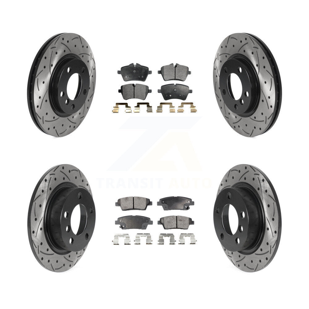[Avant + Arrière] Kit de disque (percé rainuré revêtu) et plaquette (céramique) de frein pour Mini Cooper Countryman Paceman KDT-100883