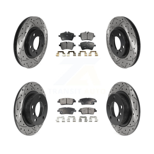 [Avant + Arrière] Kit de disque (percé rainuré revêtu) et plaquette (céramique) de frein pour Mini Cooper Countryman Paceman KDT-100883