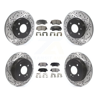 [Avant + Arrière] Kit de disque (percé rainuré revêtu) et plaquette (céramique) de frein pour Hyundai Accent Kia Rio KDT-100887