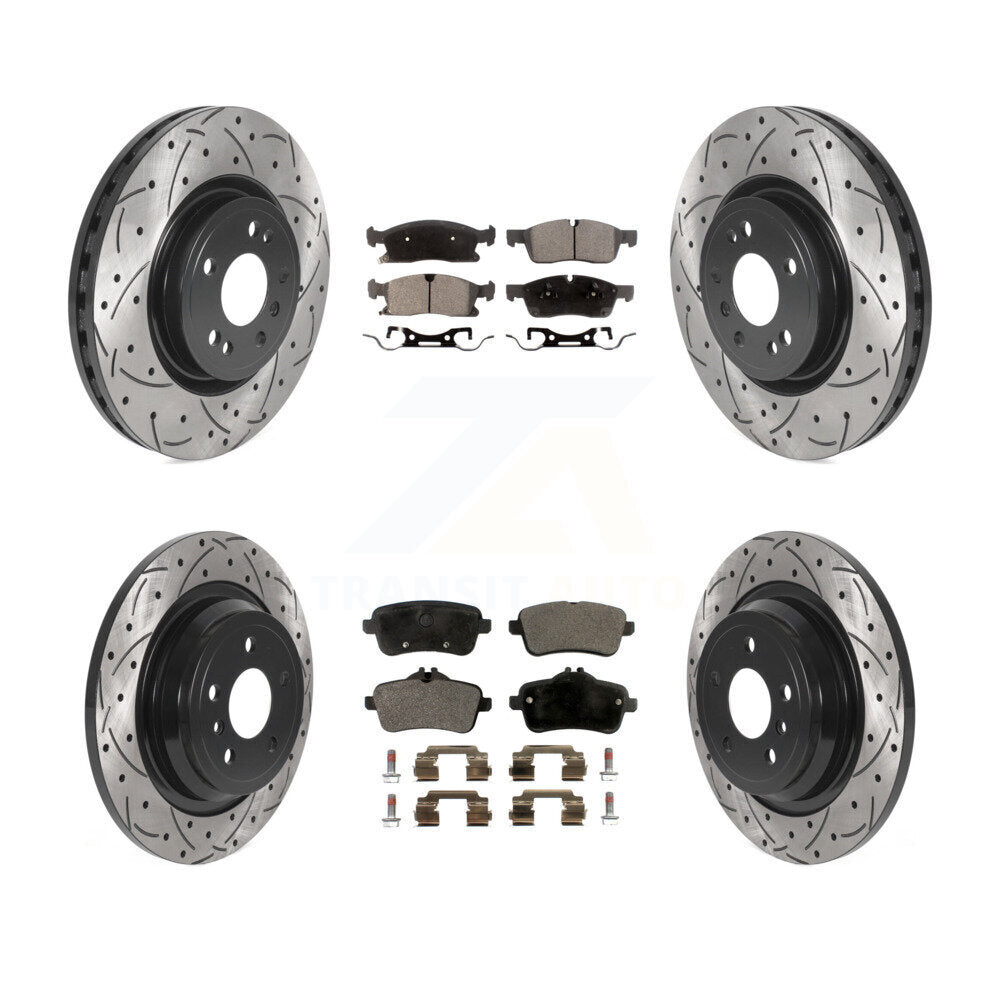 [Avant + Arrière] Kit de disque (percé rainuré revêtu) et plaquette (céramique) de frein pour Mercedes-Benz ML350 GLE350 ML250 GLE300d KDT-100888