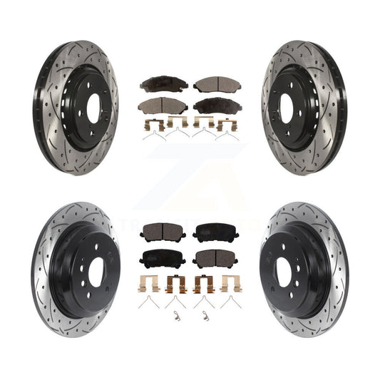[Avant + Arrière] Kit de disque (percé rainuré revêtu) et plaquette (céramique) de frein pour Honda Pilot Ridgeline KDT-100890