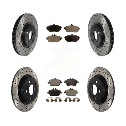 [Avant + Arrière] Kit de disque (percé rainuré revêtu) et plaquette (céramique) de frein pour Mercedes-Benz GLA250 CLA250 INFINITI QX30 B Electric Drive B250 KDT-100891