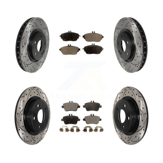 [Avant + Arrière] Kit de disque (percé rainuré revêtu) et plaquette (céramique) de frein pour Mercedes-Benz GLA250 CLA250 INFINITI QX30 B Electric Drive B250 KDT-100891