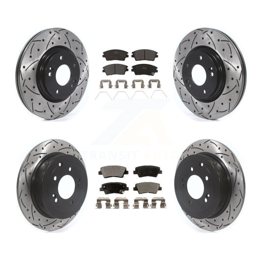 [Avant + Arrière] Kit de disque (percé rainuré revêtu) et plaquette (céramique) de frein pour Hyundai Tucson Kia Sportage KDT-100899