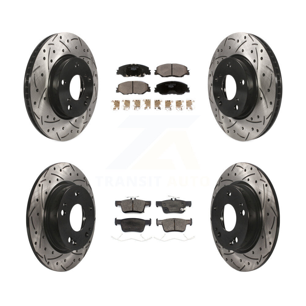 [Avant + Arrière] Kit de disque (percé rainuré revêtu) et plaquette (céramique) de frein pour 2019-2022 Honda Insight KDT-100900