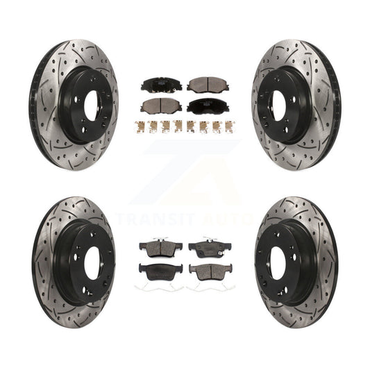 [Avant + Arrière] Kit de disque (percé rainuré revêtu) et plaquette (céramique) de frein pour 2019-2022 Honda Insight KDT-100900