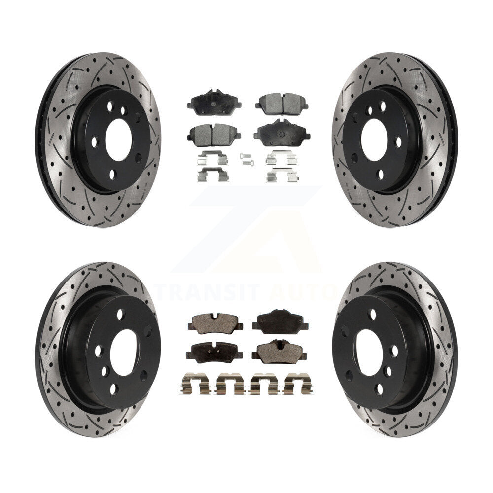 [Avant + Arrière] Kit de disque (percé rainuré revêtu) et plaquette (céramique) de frein pour Mini Cooper KDT-100901