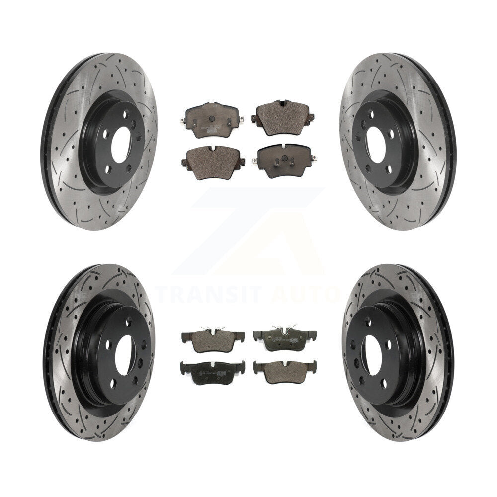 [Avant + Arrière] Kit de disque (percé rainuré revêtu) et plaquette (céramique) de frein pour BMW X1 Mini Cooper Countryman X2 228i xDrive Gran Coupe KDT-100902