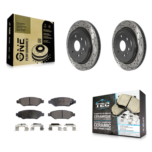 [Arrière] Kit de disque (percé rainuré revêtu) et plaquette (céramique) de frein pour Cadillac SRX Saab 9-4X KDT-100903
