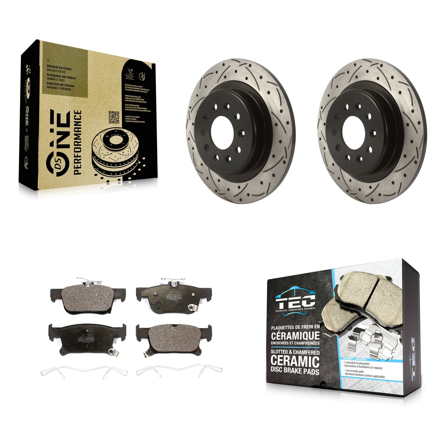 [Arrière] Kit de disque (percé rainuré revêtu) et plaquette (céramique) de frein pour 2016-2018 Buick Envision avec 315mm Diameter Rotor KDT-100910