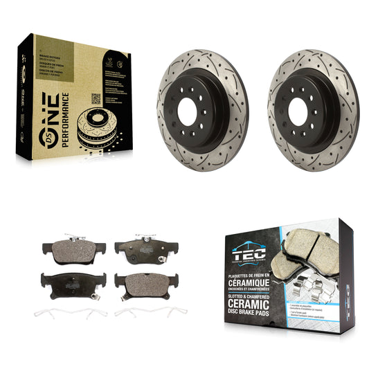[Arrière] Kit de disque (percé rainuré revêtu) et plaquette (céramique) de frein pour 2016-2018 Buick Envision avec 315mm Diameter Rotor KDT-100910