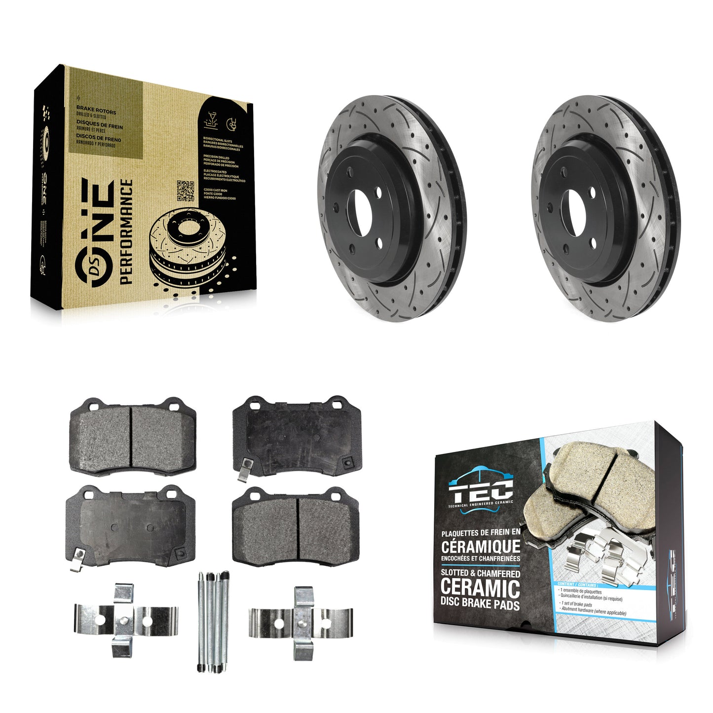 [Arrière] Kit de disque (percé rainuré revêtu) et plaquette (céramique) de frein pour Jeep Grand Cherokee Dodge Durango KDT-100916