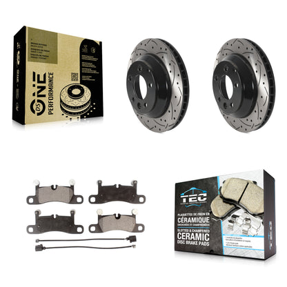 [Arrière] Kit de disque (percé rainuré revêtu) et plaquette (céramique) de frein pour Porsche Cayenne Volkswagen Touareg KDT-100923