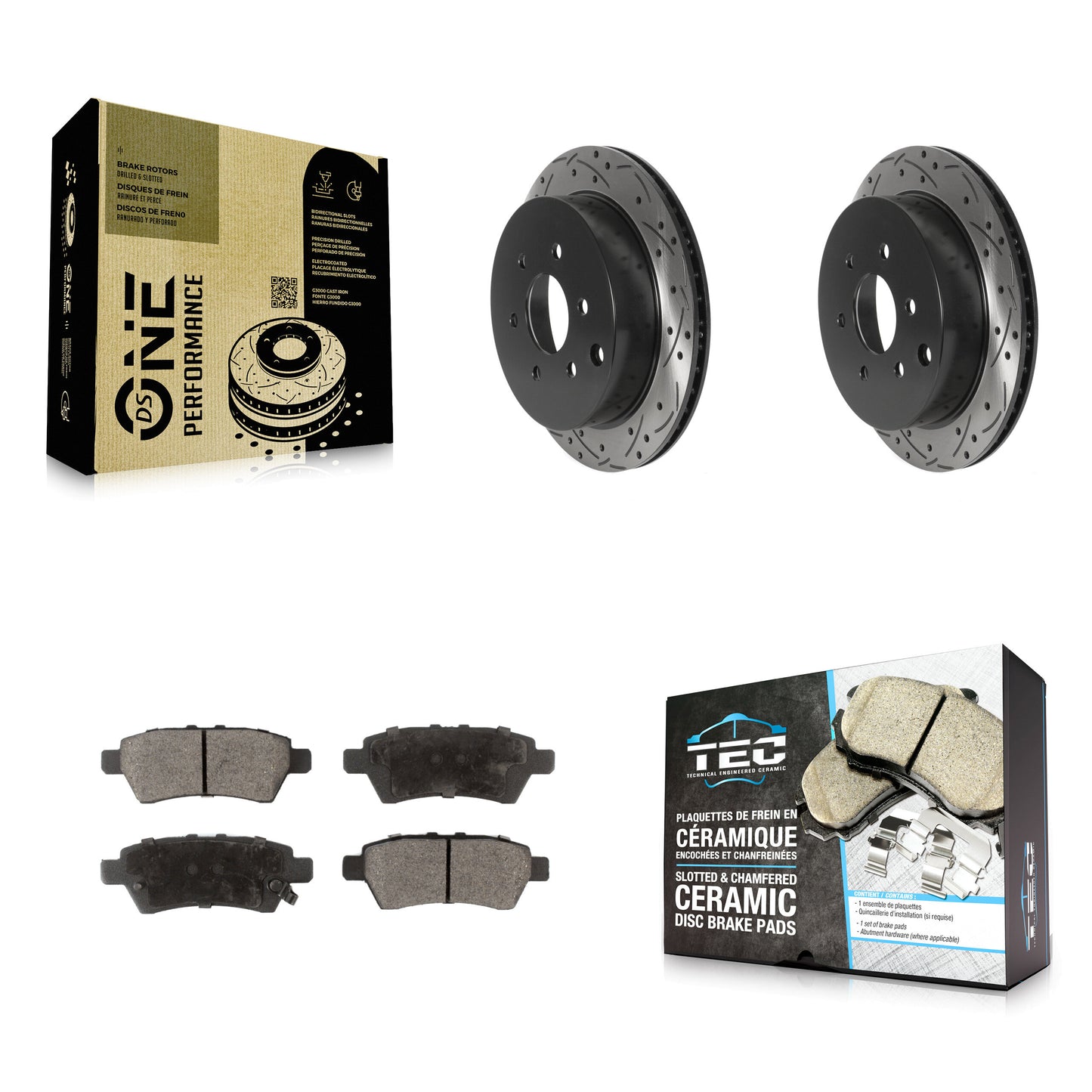 [Arrière] Kit de disque (percé rainuré revêtu) et plaquette (céramique) de frein pour 2006-2007 Nissan Xterra KDT-100926
