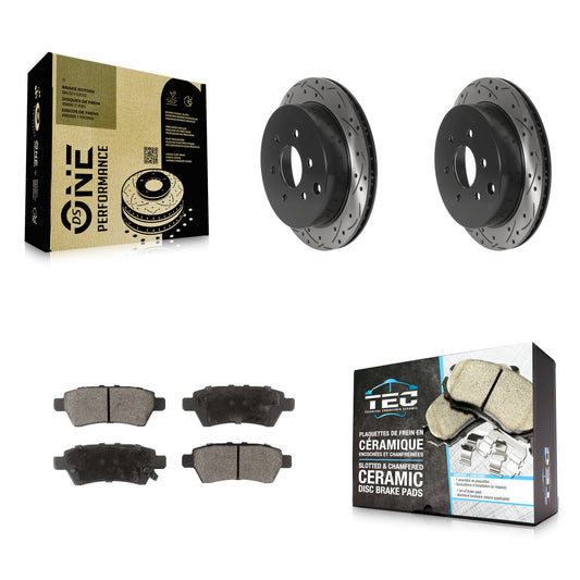 [Arrière] Kit de disque (percé rainuré revêtu) et plaquette (céramique) de frein pour 2006-2007 Nissan Xterra KDT-100926