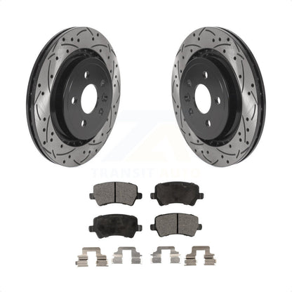 [Arrière] Kit de disque (percé rainuré revêtu) et plaquette (céramique) de frein pour Volvo S60 XC70 S80 V60 V70 avec Vented Rotor KDT-100934 par Transit Auto