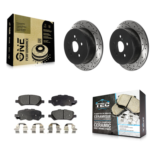 [Arrière] Kit de disque (percé rainuré revêtu) et plaquette (céramique) de frein pour 2009-2016 Toyota Venza KDT-100937