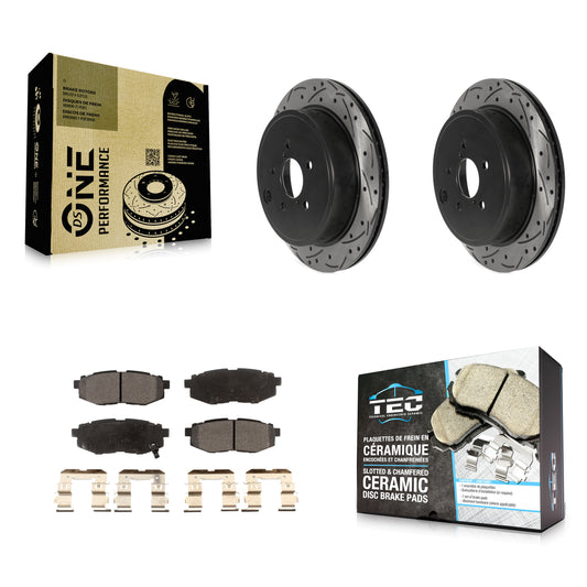 [Arrière] Kit de disque (percé rainuré revêtu) et plaquette (céramique) de frein pour Subaru Outback Legacy Scion FR-S BRZ Toyota 86 KDT-100939