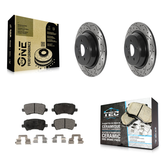 [Arrière] Kit de disque (percé rainuré revêtu) et plaquette (céramique) de frein pour 2012-2015 Land Rover Range Evoque KDT-100943