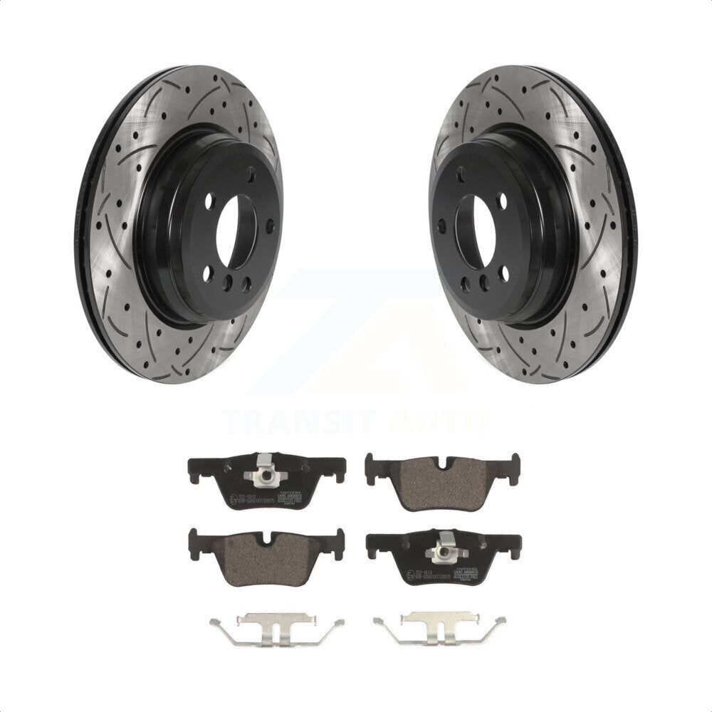 [Arrière] Kit de disque (percé rainuré revêtu) et plaquette (céramique) de frein pour 2015 BMW 328i xDrive sans Blue Painted Calipers KDT-100954 par Transit Auto