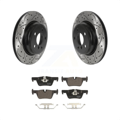 [Arrière] Kit de disque (percé rainuré revêtu) et plaquette (céramique) de frein pour 2015 BMW 328i xDrive sans Blue Painted Calipers KDT-100954 par Transit Auto