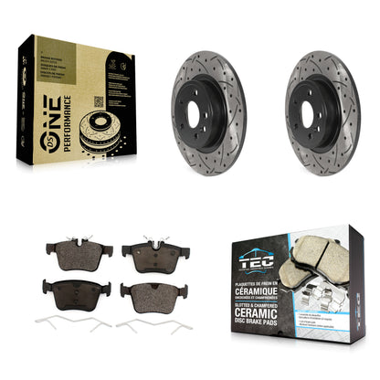 [Arrière] Kit de disque (percé rainuré revêtu) et plaquette (céramique) de frein pour Land Rover Discovery Sport Jaguar E-Pace KDT-100958