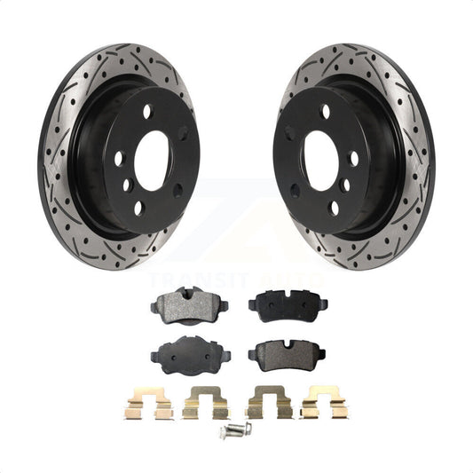 [Arrière] Kit de disque (percé rainuré revêtu) et plaquette (céramique) de frein pour 2014 Mini Cooper avec 5 Lug Wheels KDT-100959 par Transit Auto