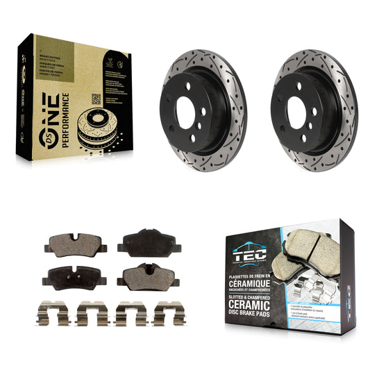 [Arrière] Kit de disque (percé rainuré revêtu) et plaquette (céramique) de frein pour Mini Cooper KDT-100960