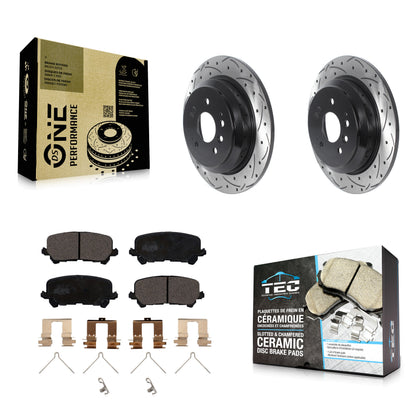 [Arrière] Kit de disque (percé rainuré revêtu) et plaquette (céramique) de frein pour Honda Pilot Ridgeline Passport KDT-100961