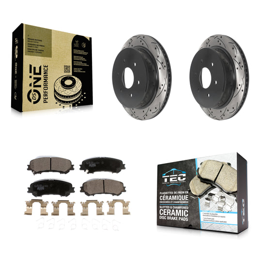 [Arrière] Kit de disque (percé rainuré revêtu) et plaquette (céramique) de frein pour 2017-2023 Nissan TITAN KDT-100962