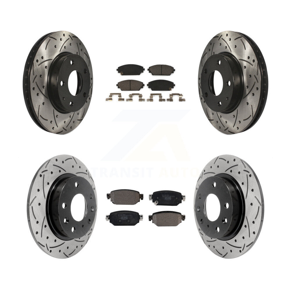 [Avant + Arrière] Kit de disque (percé rainuré revêtu) et plaquette (céramique) de frein pour 2019-2021 Mazda CX-3 FWD KDT-100976