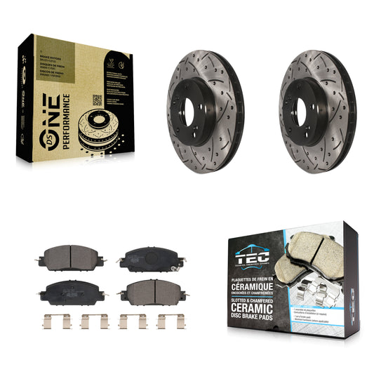[Avant] Kit de disque (percé rainuré revêtu) et plaquette (céramique) de frein pour 2016 Honda Accord LX-S avec 2.4L KDT-100982