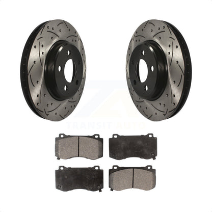 [Avant] Kit de disque (percé rainuré revêtu) et plaquette (céramique) de frein pour 2019 Dodge Charger GT avec Brembo Brakes KDT-100983 par Transit Auto