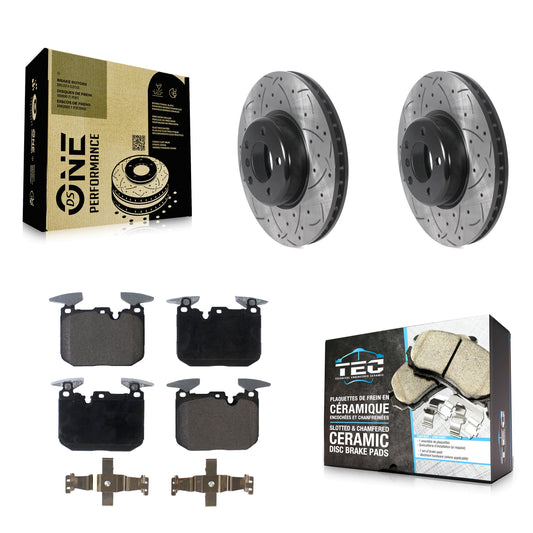 [Avant] Kit de disque (percé rainuré revêtu) et plaquette (céramique) de frein pour BMW 328i 428i 330i xDrive 335i Gran Coupe 228i 440i 340i M240i 435i 230i ActiveHybrid 3 GT KDT-100987